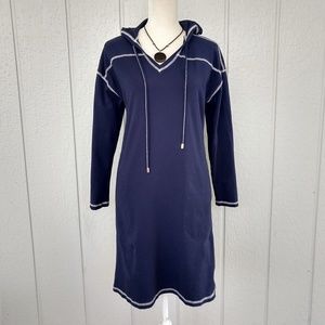 eShakti Casual Navy Cotton Hoodie Dress Cover-Up!